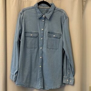 Casual Denim Blue Button-Down Shirt